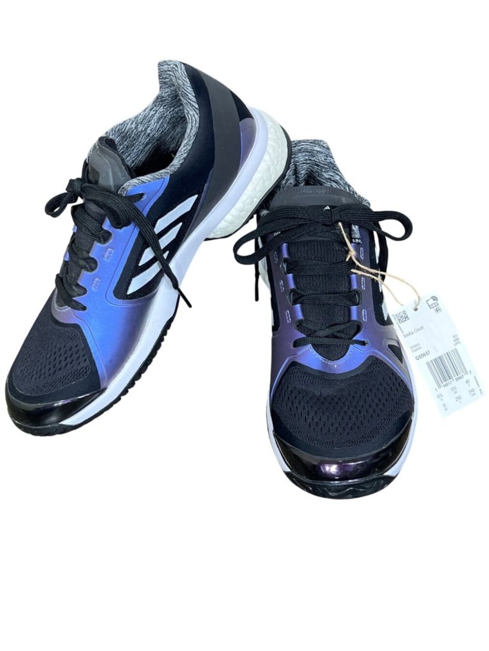 ADIDAS x Stella McCartney Court Shoes Black/Purple Ladies Sz 8 G55657 NWT
